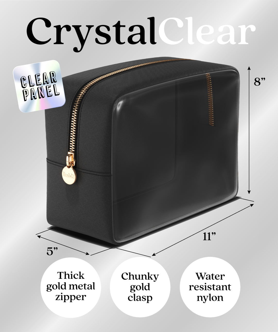 Clear Large Black Pouch