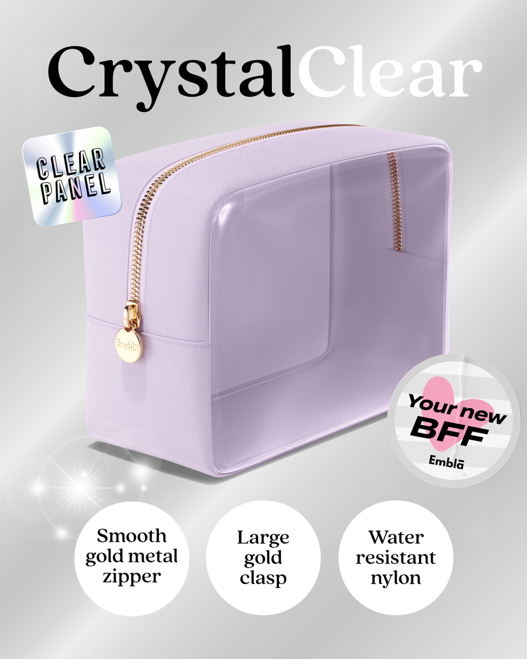 3-Pack Clear Lilac Pouches