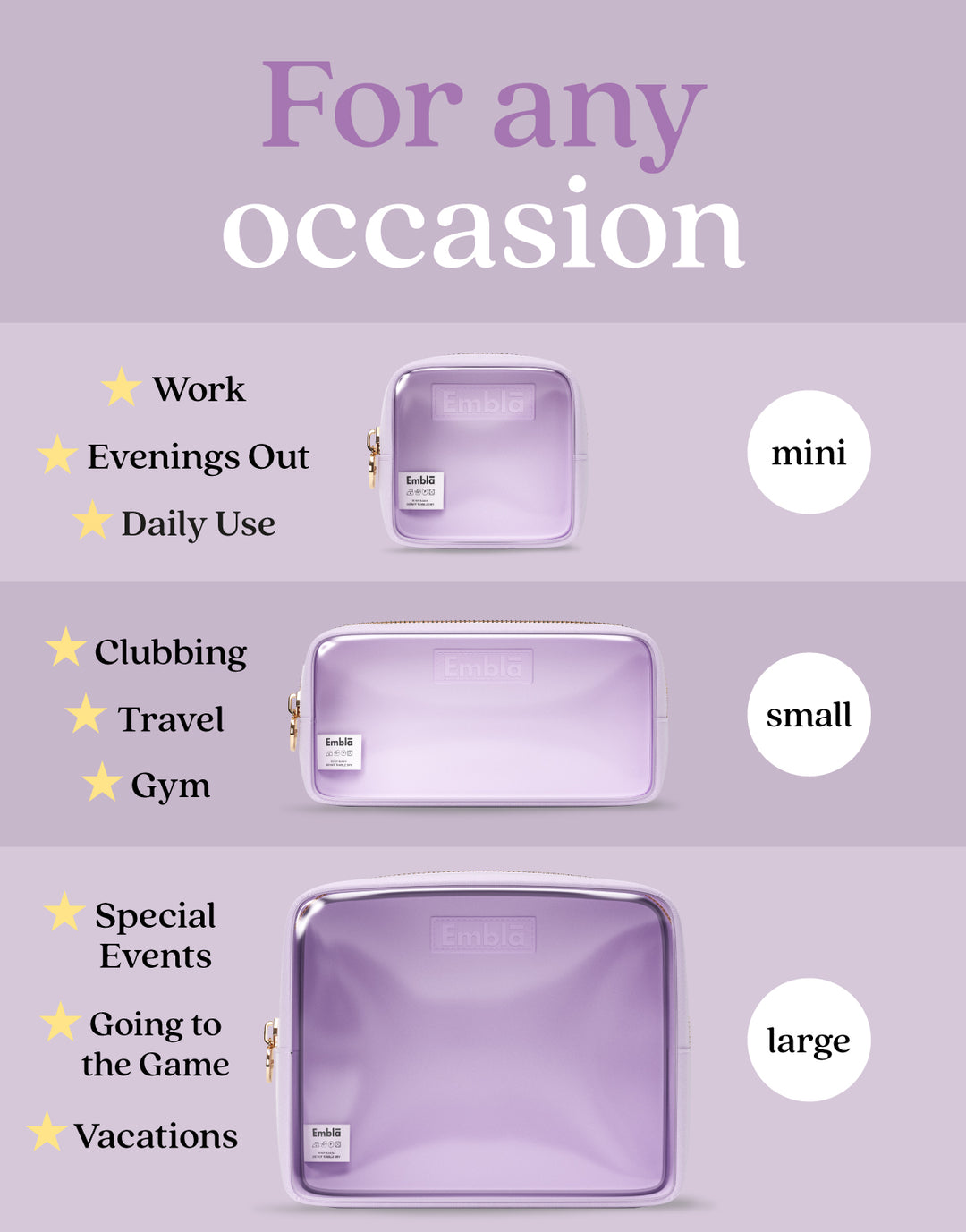 3-Pack Clear Lilac Pouches