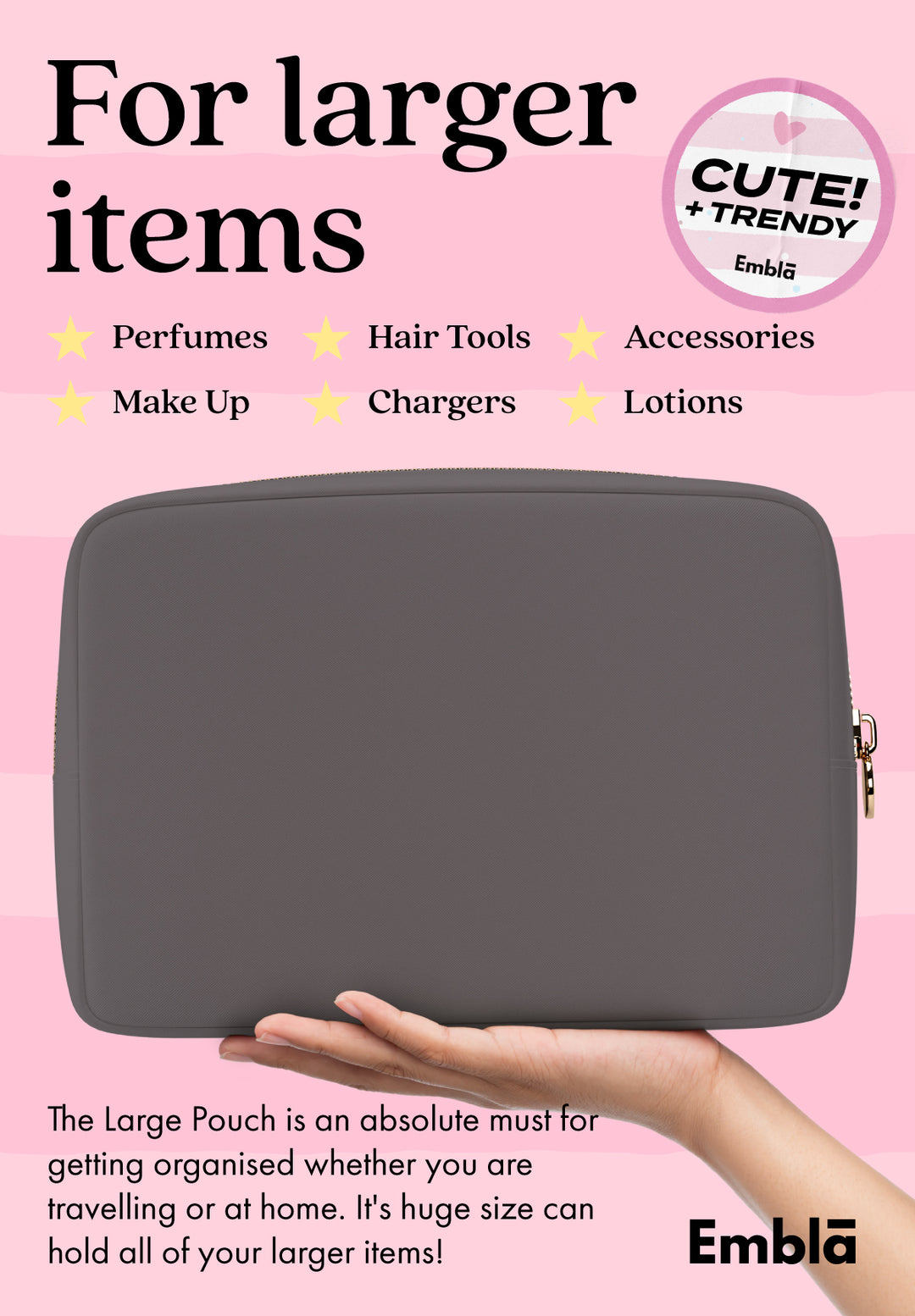 Solid Large Grey Pouch