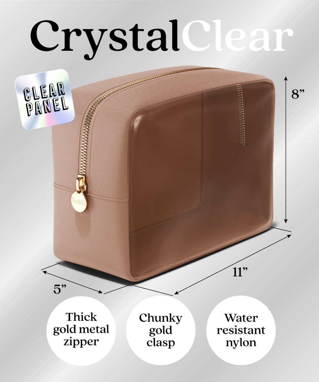 Clear Large Mocha Mousse Pouch