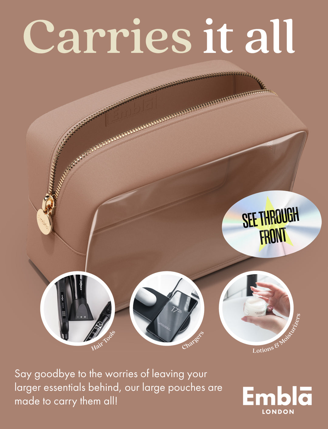 Clear Large Mocha Mousse Pouch