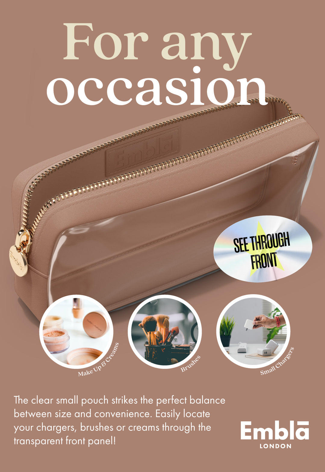 Clear Small Mocha Mousse Pouch