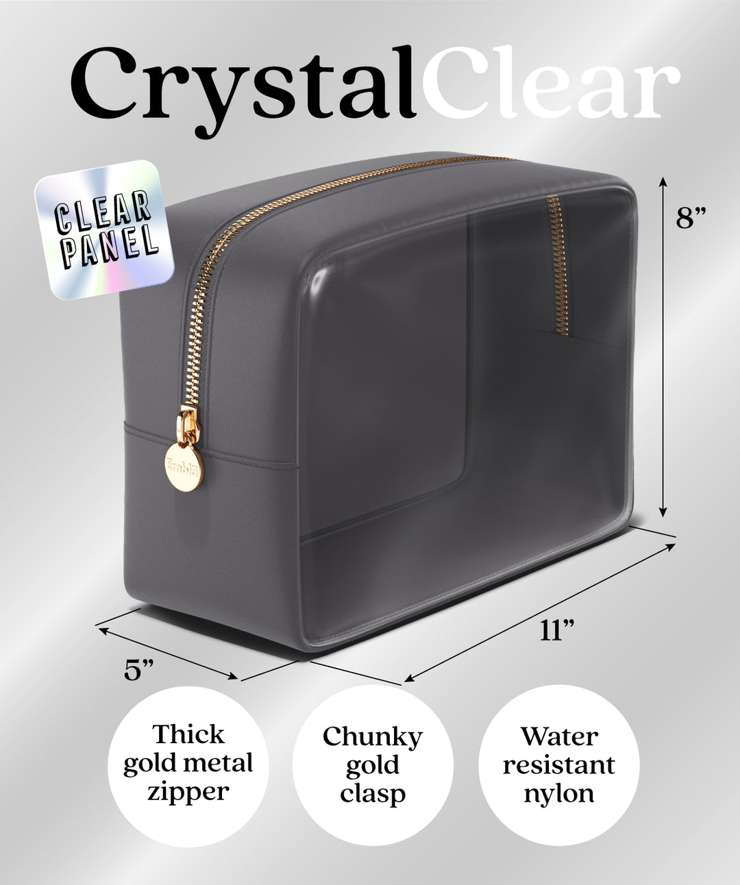 Clear Large Grey Pouch