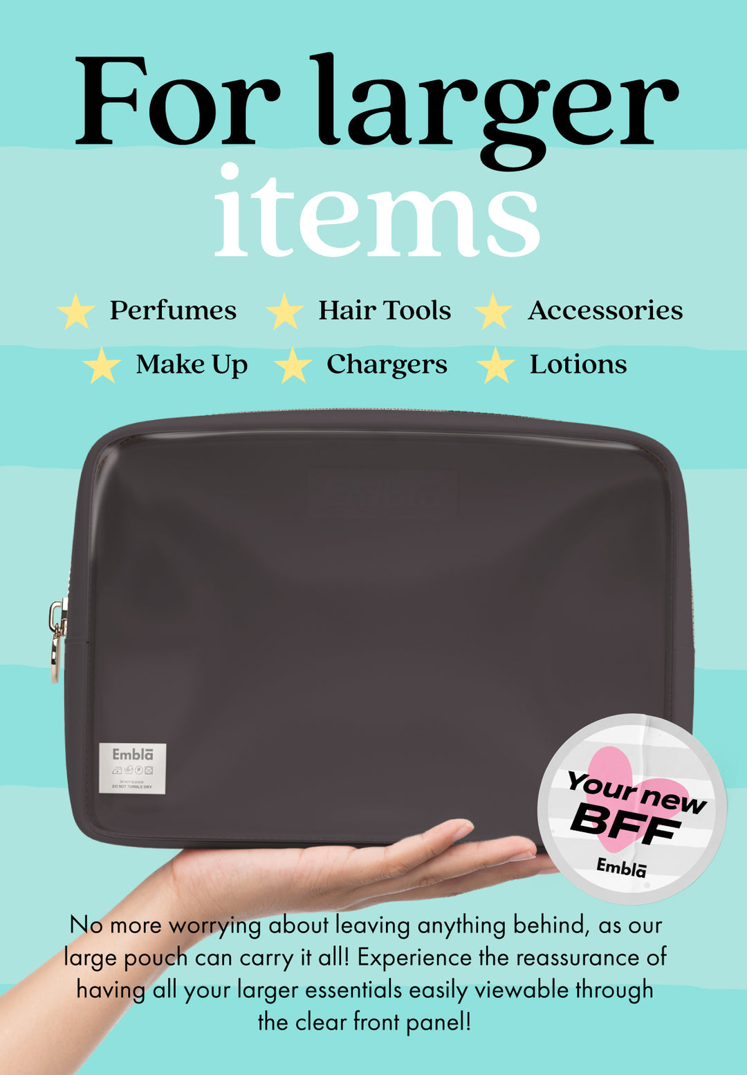 Clear Large Grey Pouch