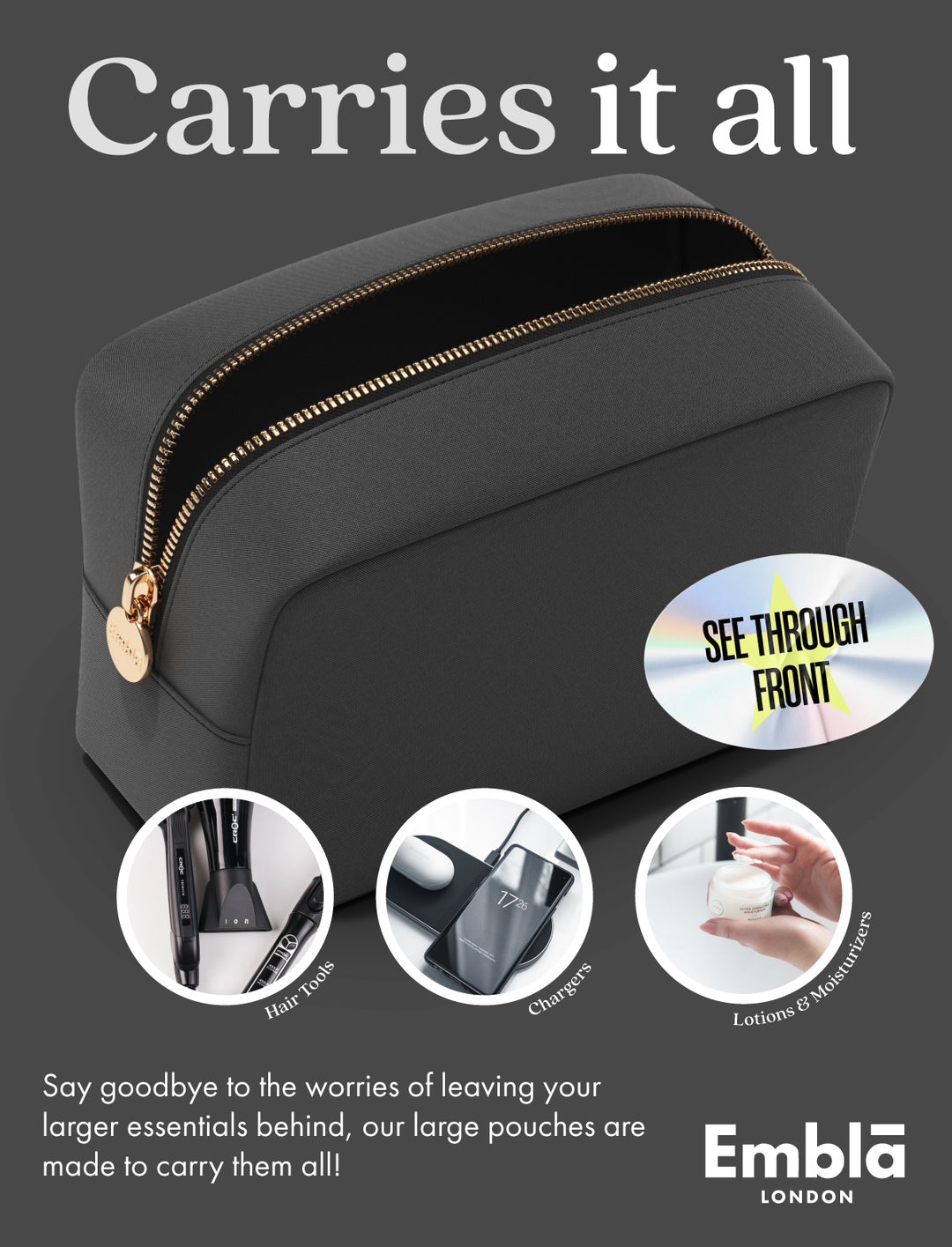 Clear Large Grey Pouch